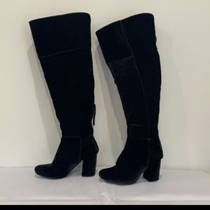 Black velvet tall boots